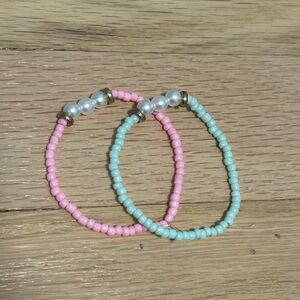 Pink and Blue Beaded Bracelets